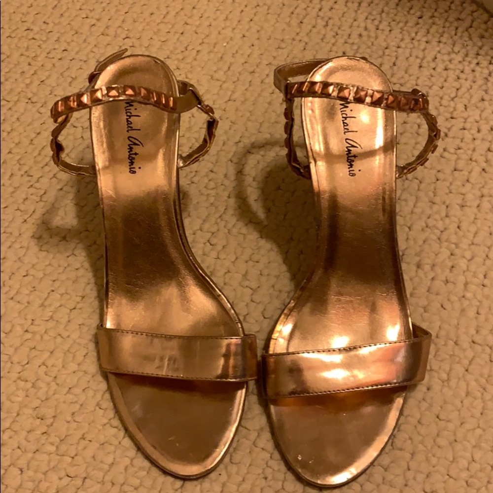 Rose gold heeled sandals